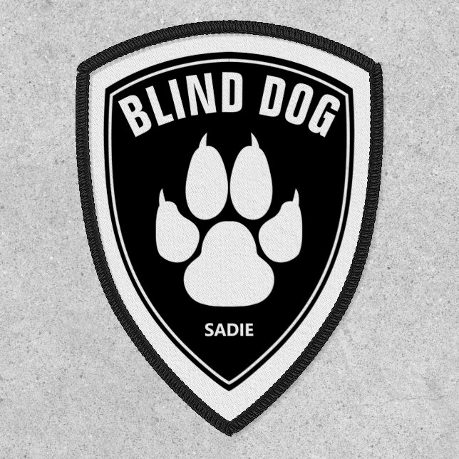 Blind Dog & White Dog Paw On Black & Name Patch (Front)