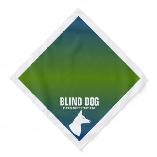 Blind Dog With Pricked Ears Green To Blue Gradient Bandana