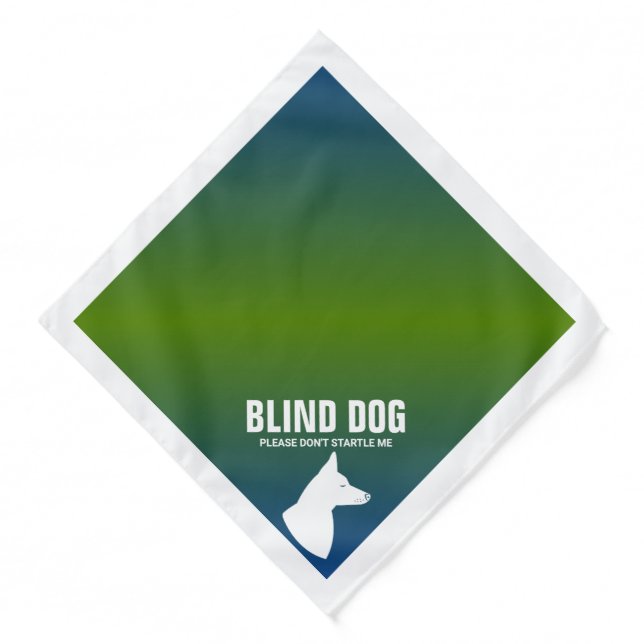 Blind Dog With Pricked Ears Green To Blue Gradient Bandana (Front)