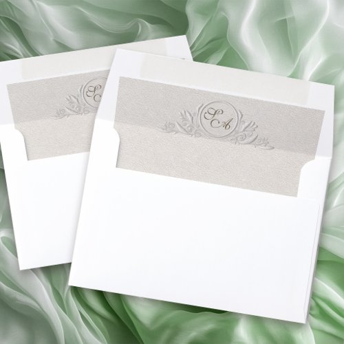 Blind Embossed Gold Monogram Elegant Envelope Line Liner