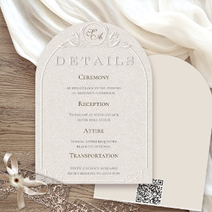 Blind Embossed Wedding Details QR Code Card