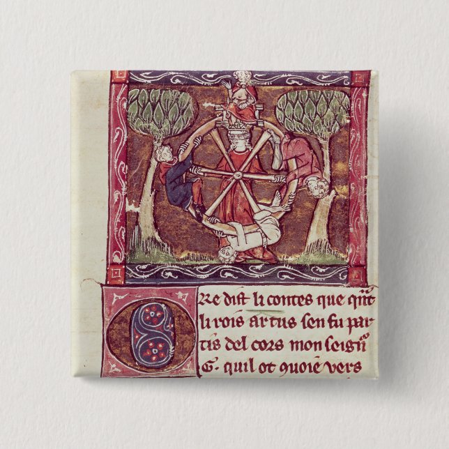 Blind goddess Fortune with King Arthur Button (Front)