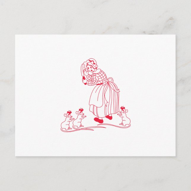Blind Mice Redwork Postcard (Front)