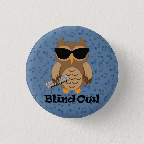 Blind Owl Harmonica Button
