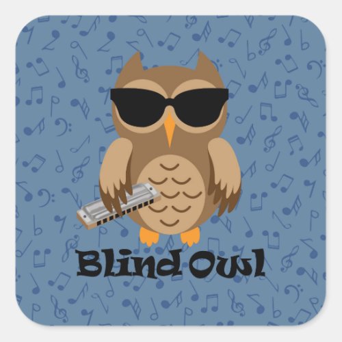 Blind Owl Harmonica  Square Sticker