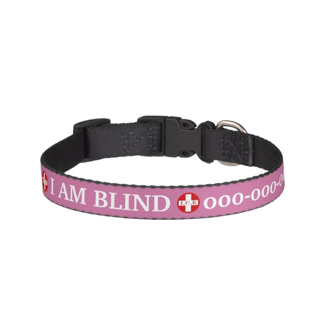 Blind pet animal pink DIY medical awareness Pet Collar (Front)