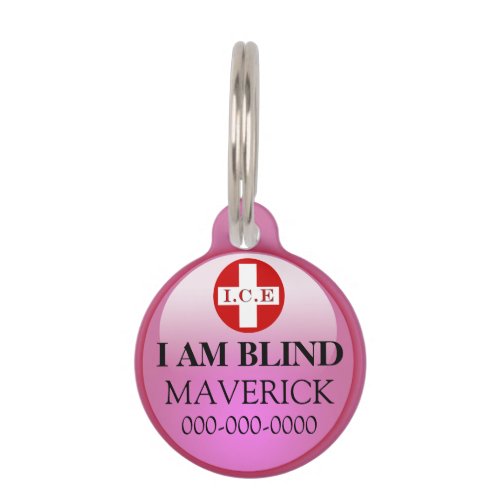 Blind pet awareness DIY pink Pet ID Tag