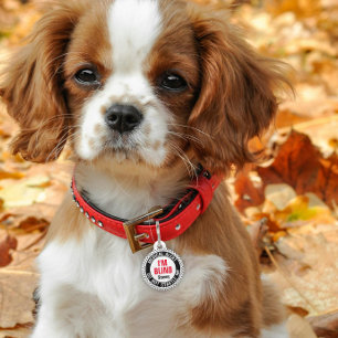 Blind Pet Medical Alert Custom Name Black Red ID Tag