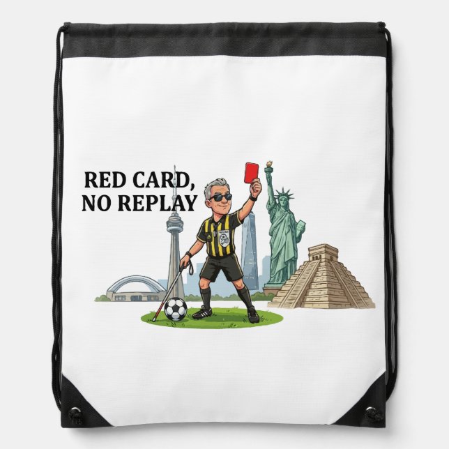 Blind Referee Red Card Drawstring Bag (Front)