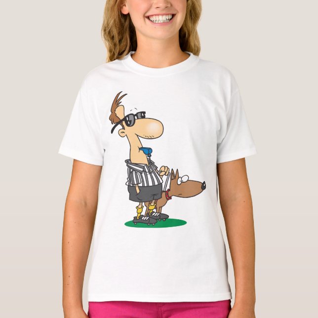 Blind Referee with Guide Dog Sports Humor T-Shirt (Front)