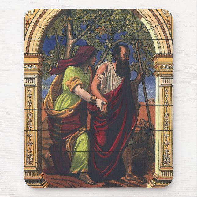 Blind Tobit and Wife Anna, Vintage Religion Mouse Pad (Front)