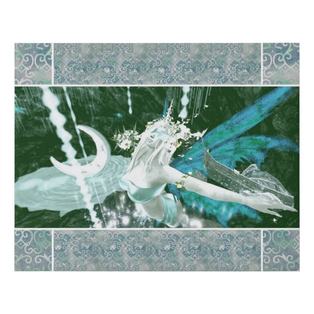 Blindfolded Fairy in Receiving Mode Blue/White Faux Canvas Print (Front)