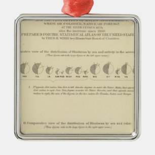 Blindness, Statistical US Lithograph 1870 Metal Ornament
