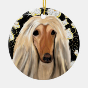 BLING AFGHAN HOUND CERAMIC ORNAMENT