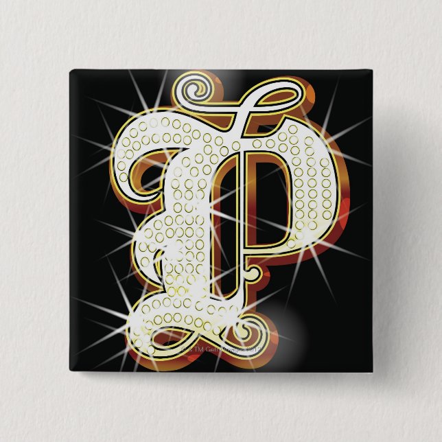 Bling alphabet P Pinback Button (Front)