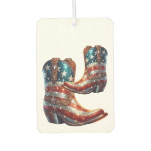 Bling American Flag Cowboy Boots Air Freshener