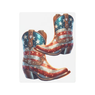 Bling American Flag Cowboy Boots Metal Print