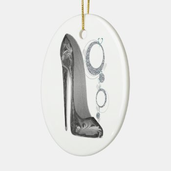Bling And Groovy Stiletto Shoe Art Ceramic Ornament by shoe_art at Zazzle