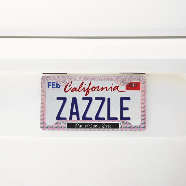 Bling and Pink Glitter Girly License Plate Frame (On Car)