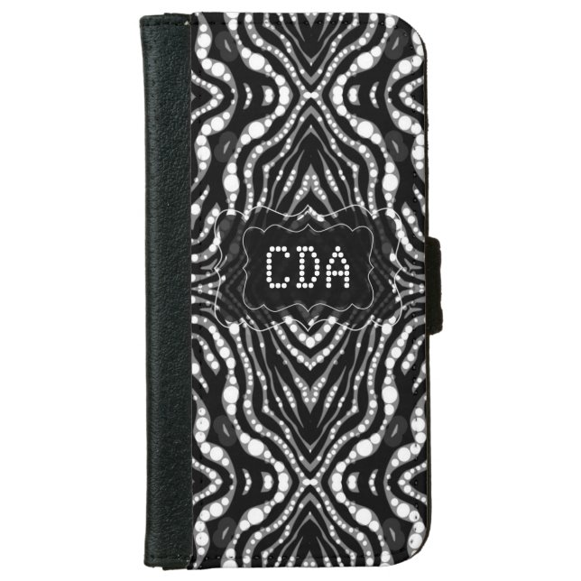 Bling Animal Print Monogram  iPhone6 Wallet Cases (Front)