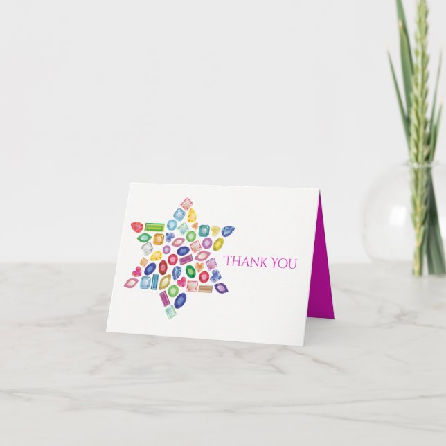BLING Bat Mitzvah Thank You Card (Front)