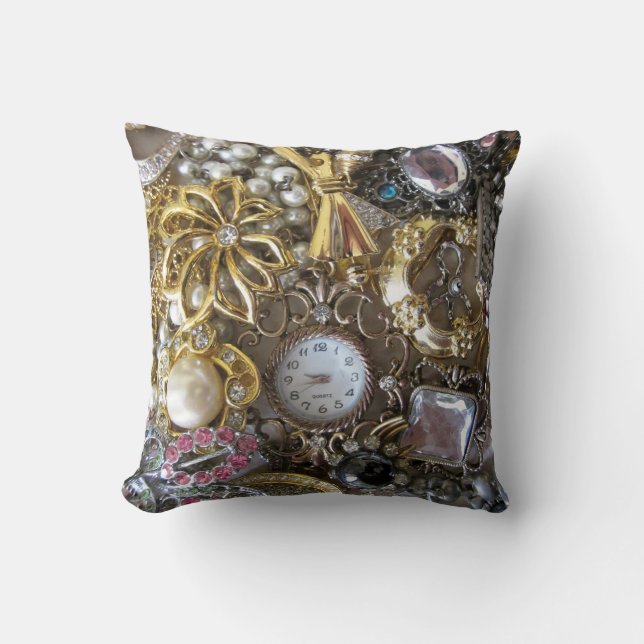bling bling jewelry collection throw pillow (Front)