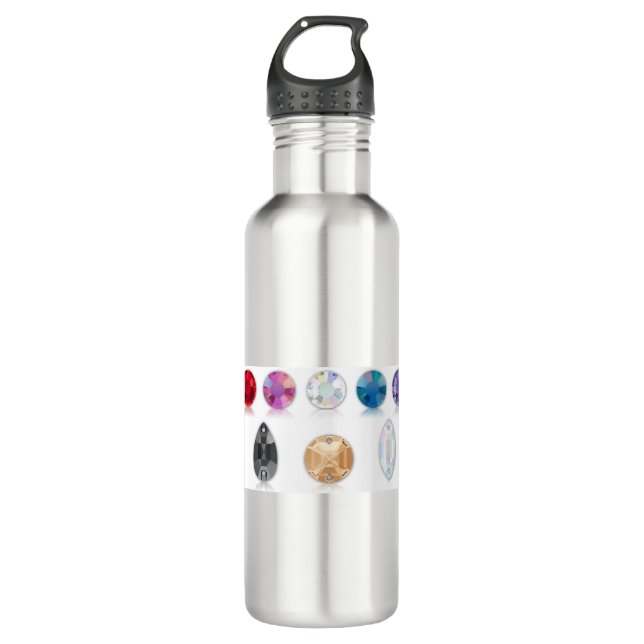 Bling Bling Rhinestone Diamond T-shirt Stainless Steel Water Bottle (Front)