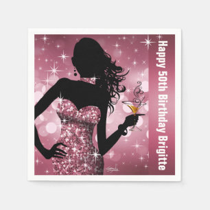 Bling Bombshell Sparkle Birthday Party mauve Paper Napkins