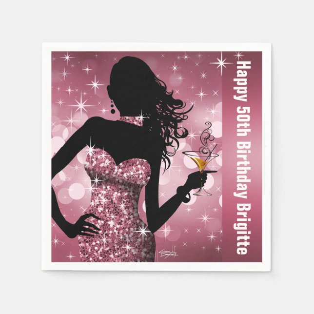 Bling Bombshell Sparkle Birthday Party | mauve Paper Napkins (Front)