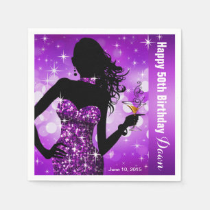 Bling Bombshell Sparkle Birthday Party purple Napkins