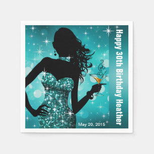 Bling Bombshell Sparkle Birthday Party teal Napkins