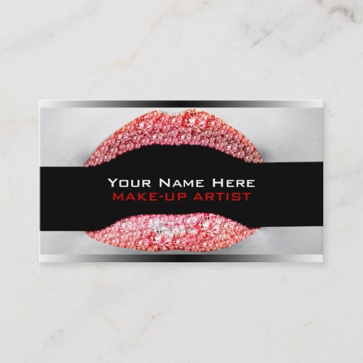 Customizable Bling Business Cards For Make-Up Artists
