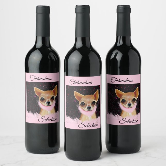 Bling Chihuahua        Wine Label (Bottles)