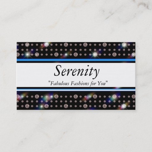 Customizable Bling Diamond Blue E300 Business Card
