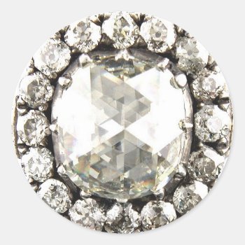 Bling Diamond Rhinestone Vintage Costume Jewelry Classic Round Sticker by PrintTiques at Zazzle