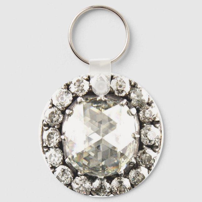 Bling Diamond Rhinestone Vintage Costume Jewelry Keychain (Front)