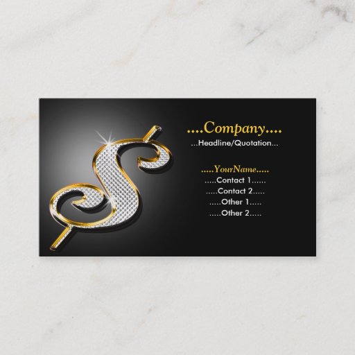 Customizable Bling Dollar Business Card Templates
