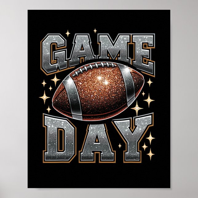 Bling Football Lover Fall Autumn Game Day Football Poster (Front)