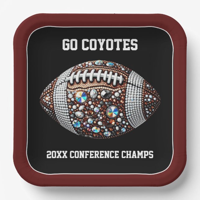 Bling Football Party Big Game Bowl Game Paper Plates (Front)