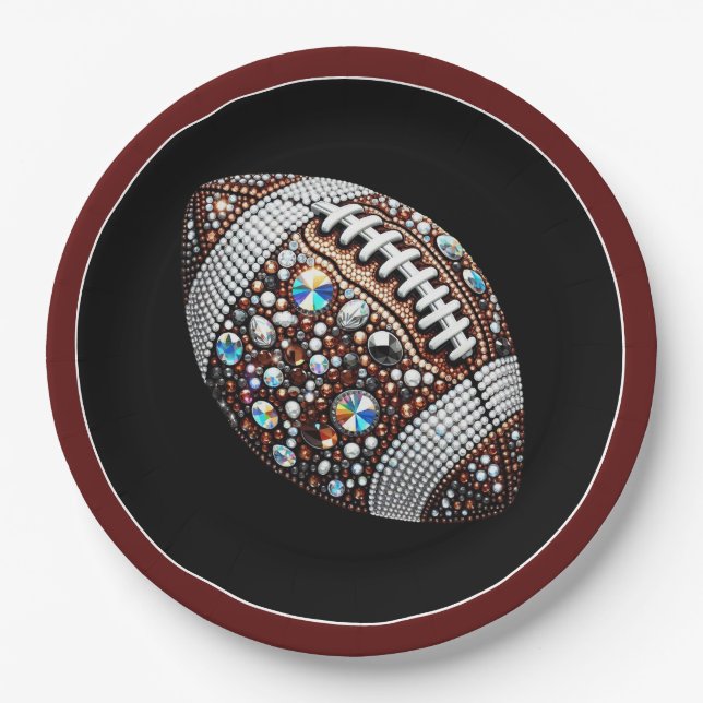 Bling Football Party Big Game Bowl Game Paper Plates (Front)