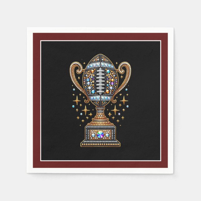 Bling Football Party Big Game Bowl Game Trophy Napkins (Front)