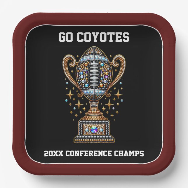 Bling Football Party Big Game Bowl Game Trophy Paper Plates (Front)