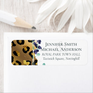 Bling Girly Glam Leopard Print Pink Gold Wedding Label