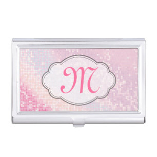 Bling Glitter Girly Monogram Business Card Hold Business Card Case