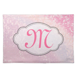 Bling Glitter Girly Monogram Initial Place Mat