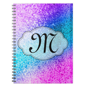 Bling Glitter Girly Pin Monogram Initial Note Book