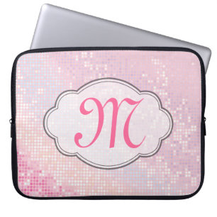 Bling Glitter Girly Pink Monogram 15" Laptop Case