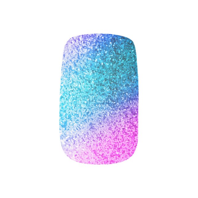 Bling Glitter Girly Pink Purple Minx Nail Art (Left Thumb)