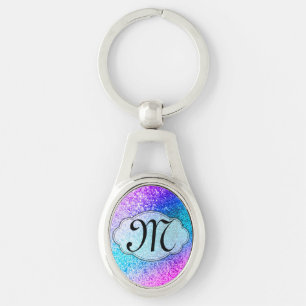 Bling Glitter Girly Pink Purple Teal Key Chain