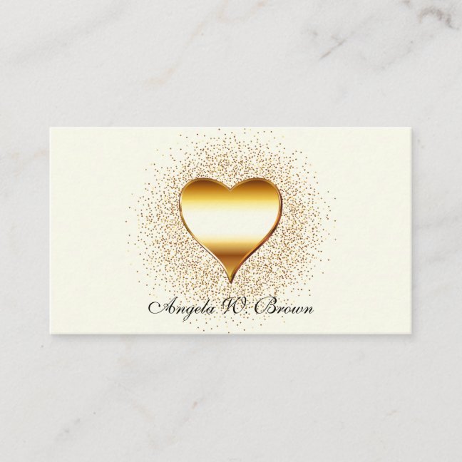 Bling Gold Heart Sparkle Dots Business Card